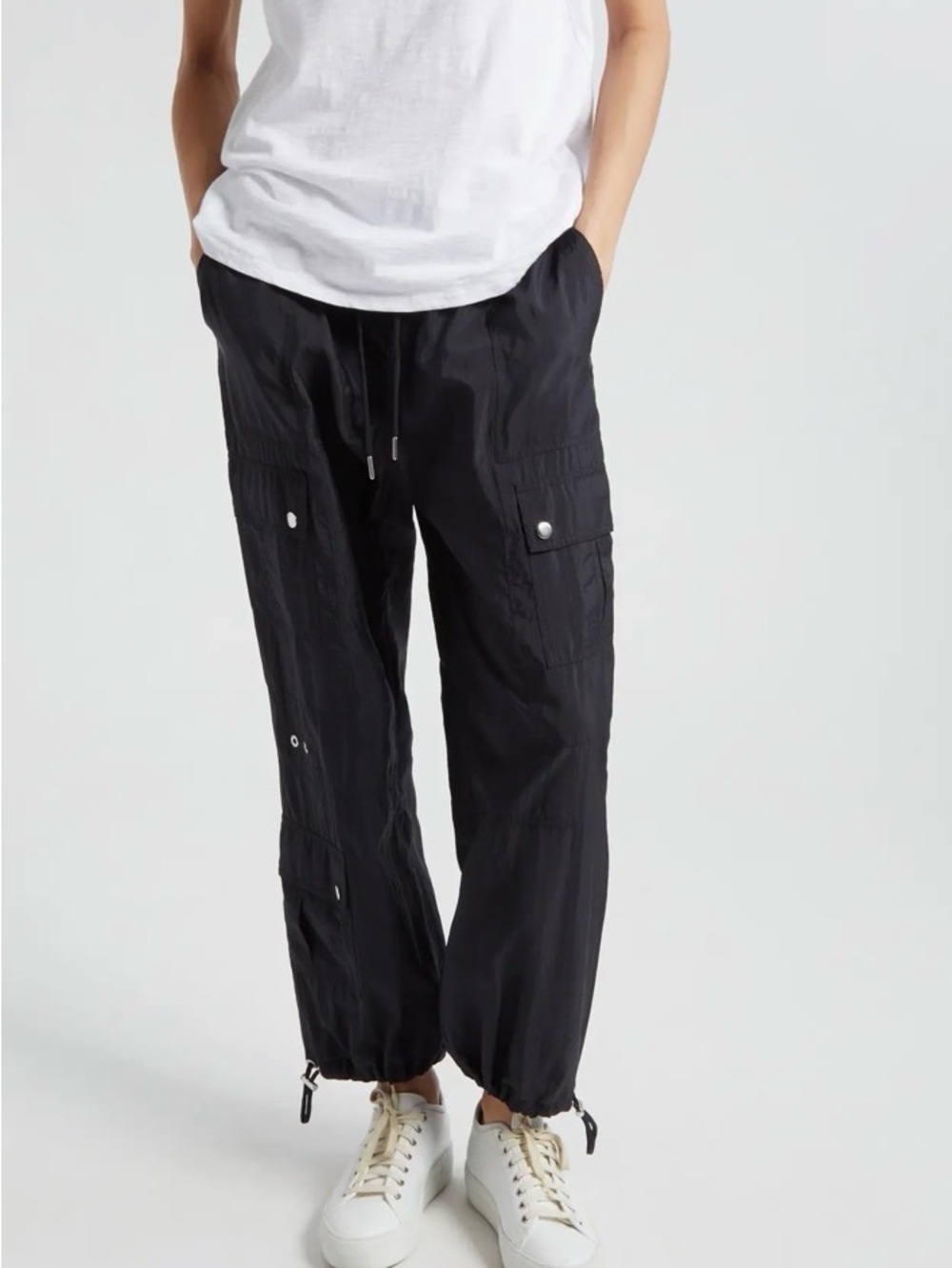 Cinq a Sept Black Nitsan Parachute Pants S Cargo Streetwear Athleisure Goth Chic